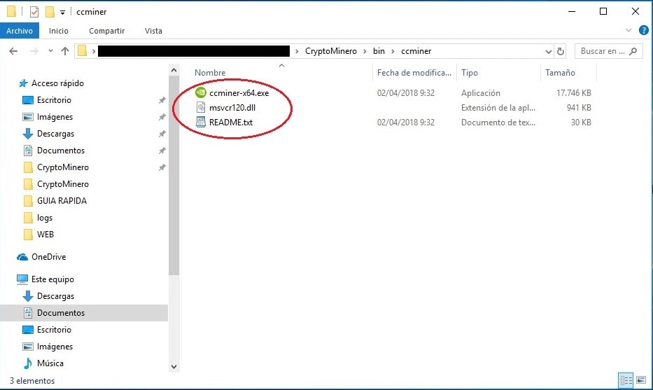 Pantalla ejecutar CryptoMinero
