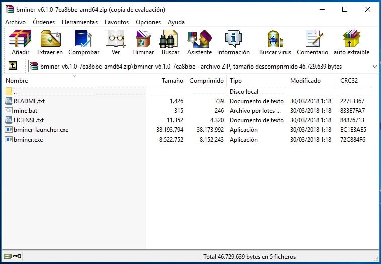 Pantalla ejecutar CryptoMinero