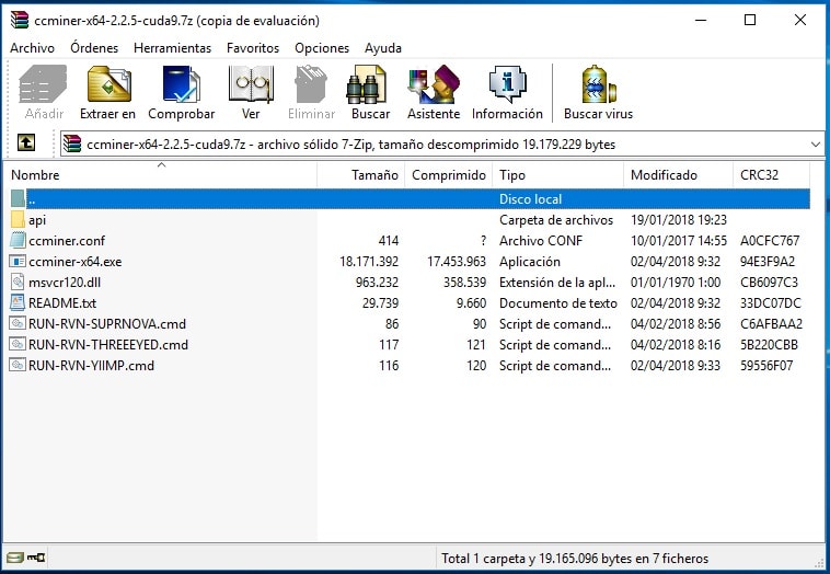 Pantalla ejecutar CryptoMinero